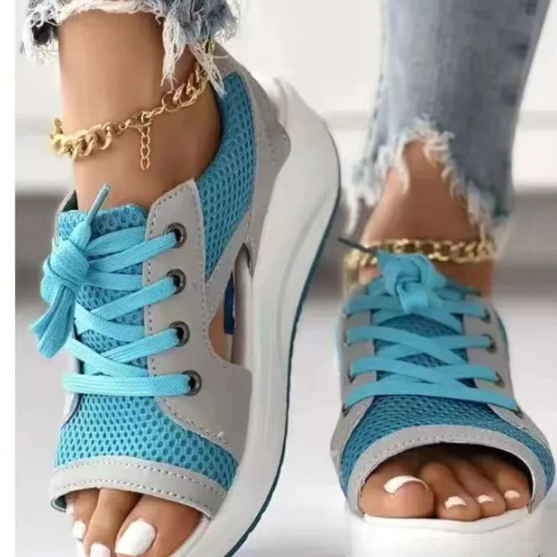 Fashion Women Sandals Summer New Lady Platform Chunky Comfortable Mesh Open Toe Casual Sports Ladies Shoes