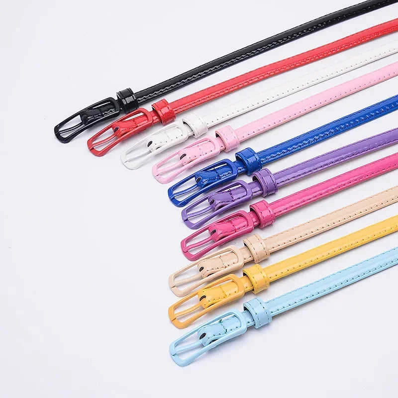 Children Candy Color Belts 1.2cm Super-thin PU Belts Simple Solid Color Lightweight Belts Summer Apparel Accessories-Dollar Bargains Online Shopping Australia