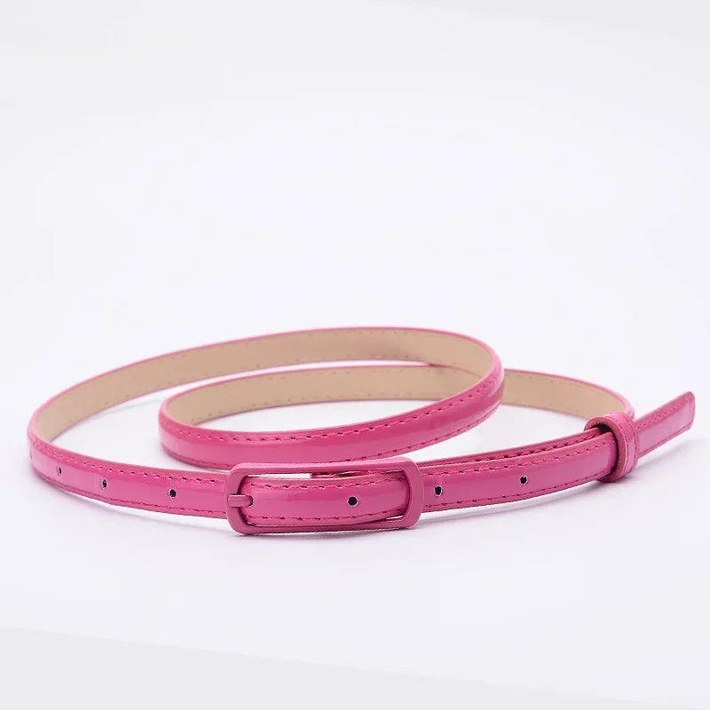 Children Candy Color Belts 1.2cm Super-thin PU Belts Simple Solid Color Lightweight Belts Summer Apparel Accessories-Dollar Bargains Online Shopping Australia