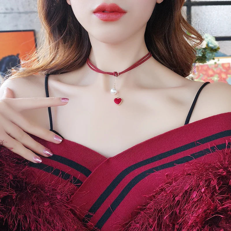 Wedding Party Jewelry Long Black Ribbon Choker Necklace For Women Elegant White Imitation Pearl Beach Vacation Necklaces-Dollar Bargains Online Shopping Australia