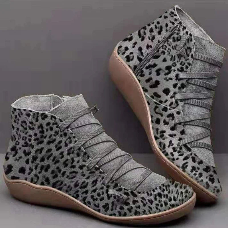 Ankle Boots Casual Women Winter Boots Leopard Print Wedges Flat Booties Warm-Dollar Bargains Online Shopping Australia