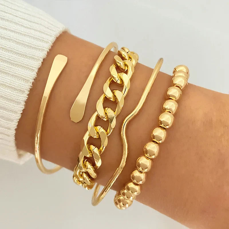 Mental Punk Hard Bracelet for Women Bohemian Gold Color Cuff Bangle Indigenous Open Wide Statement Hand Party Jewelry-Dollar Bargains Online Shopping Australia