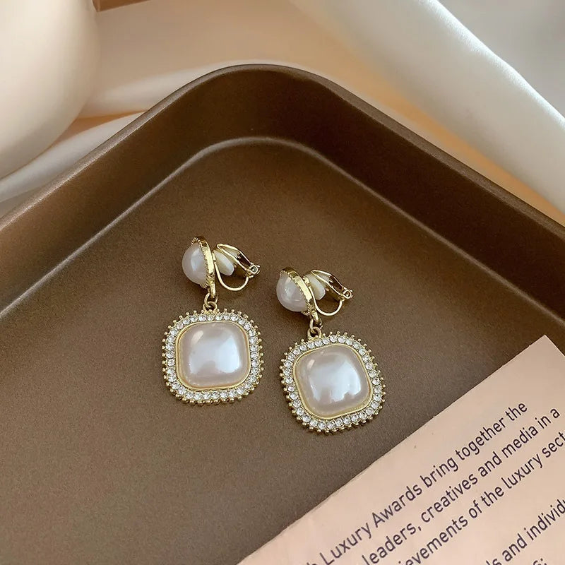 Pearl Ear Clip Earring For Women Non Piercing Clips On Earrings Stud Jewelry Fake Piercing Crystal Ear Cuffs Fashion Gifts-Dollar Bargains Online Shopping Australia