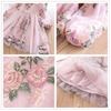 Little Girls Autumn Full Sleeves Dress for Children Party Kids Casual Dress Pink Floral Embroidery Dresses Princess Wear