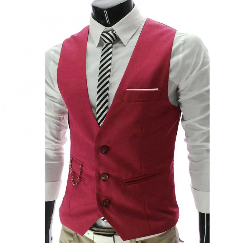 Men Blazer Waistcoat Casual Classic Suit Vest Business Formal Dress Sleeveless Jacket Vest Wedding Groom Attendant Suits Vest