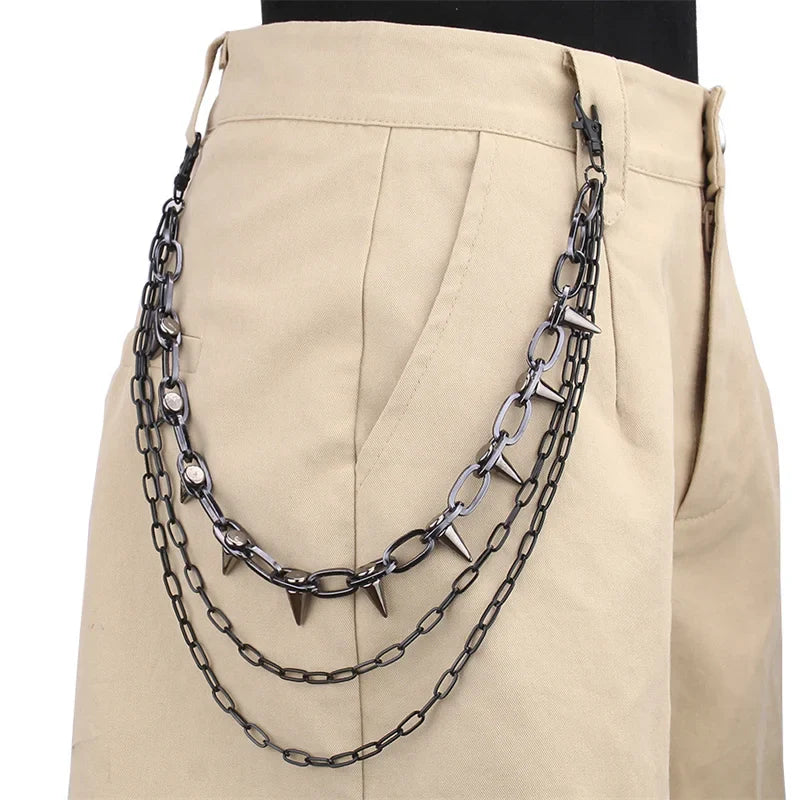 Hip-hop Punk Metal Rivets Pants Chain Multi-layer Waist Chain Dress Up Pants Hundred With Jewelry-Dollar Bargains Online Shopping Australia