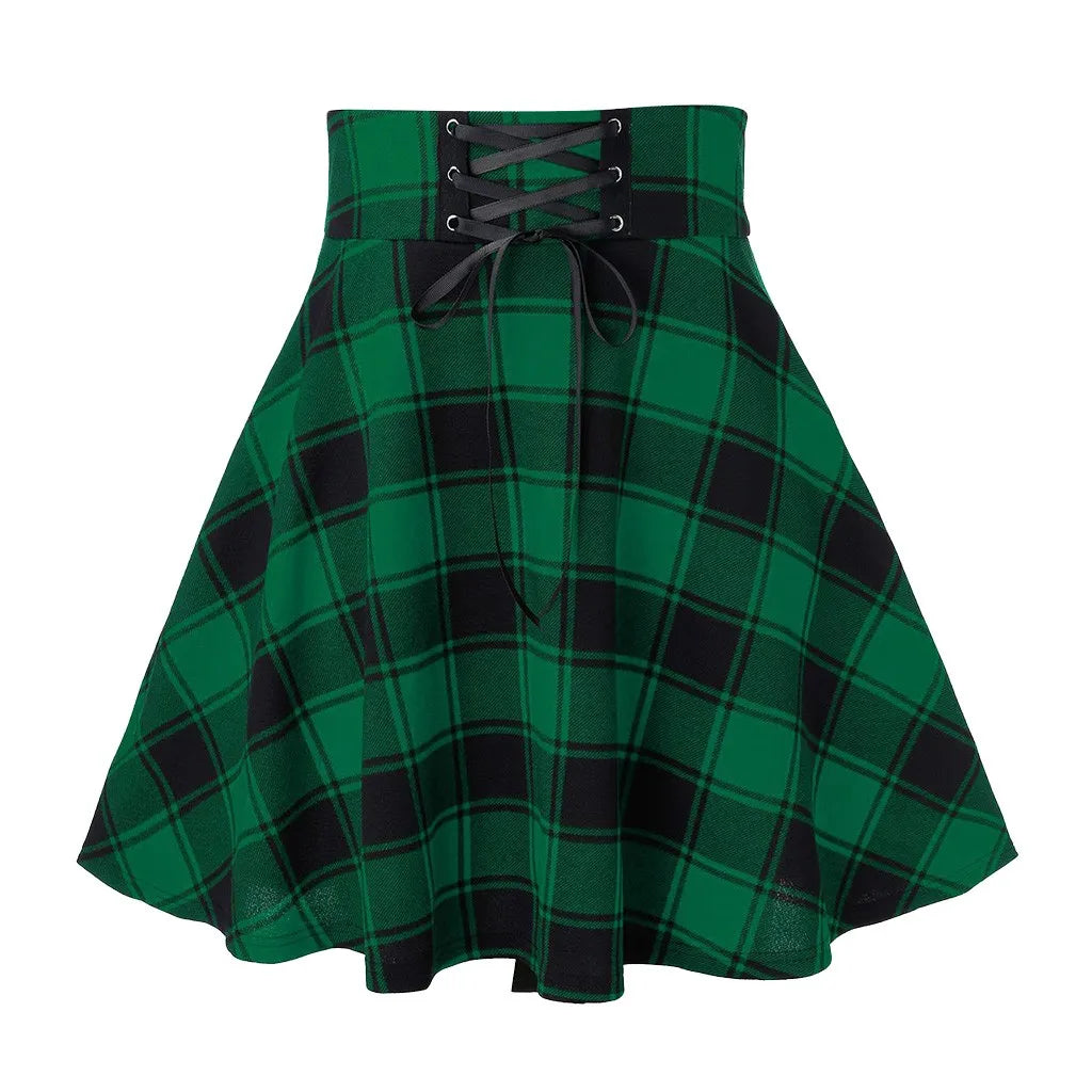 Black Checkered Women's Gothic Skirt Women Pleated Plaid Skirts Spring Autumn Girl Hip Hop Female Punk Goth Mini Skirt-Dollar Bargains Online Shopping Australia