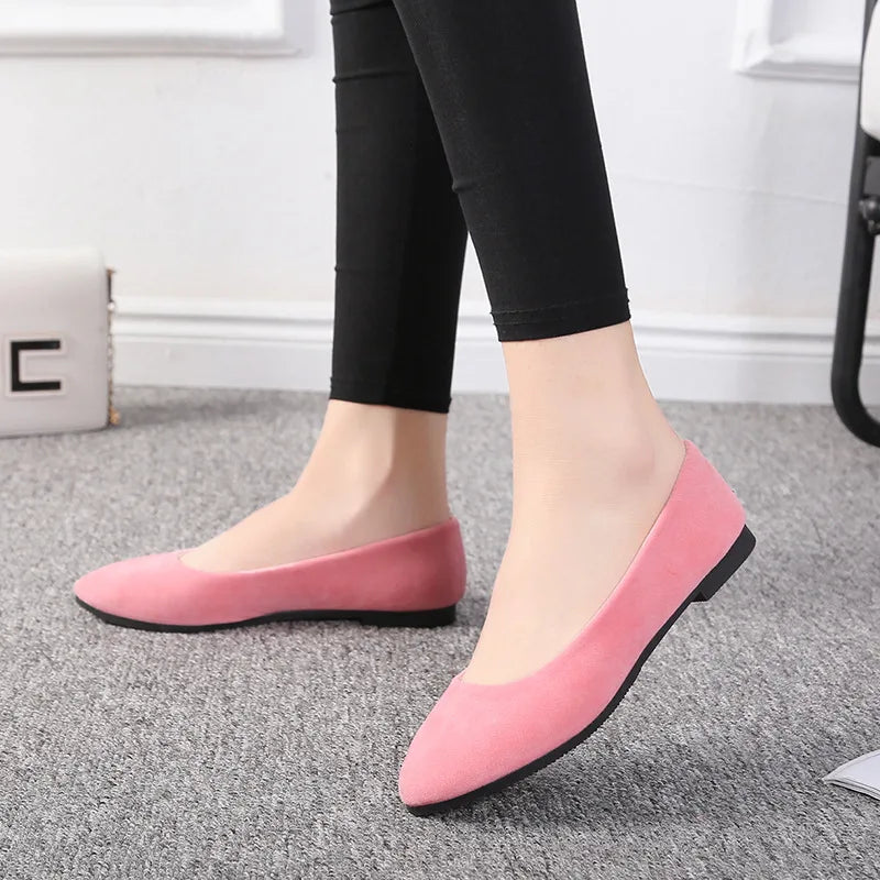 Women Flats Slip on Flat Shoe Candy Color Pointed Toe Female Loafers Plus Size Shoes Woman Spring Faux Suede Ladies Ballet Flats-Dollar Bargains Online Shopping Australia