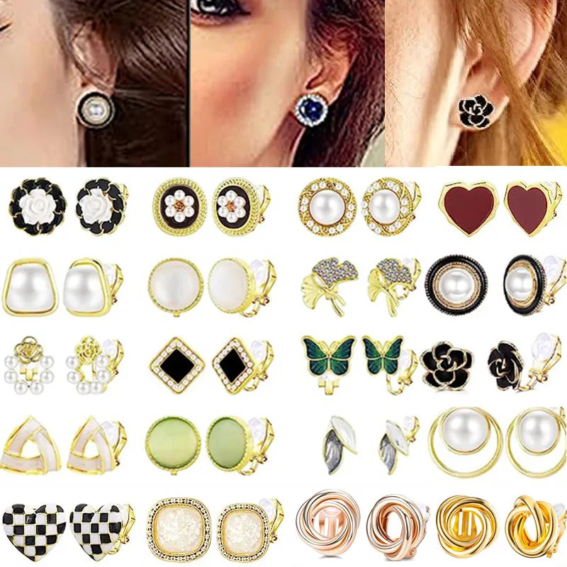 Pearl Ear Clip Earring For Women Non Piercing Clips On Earrings Stud Jewelry Fake Piercing Crystal Ear Cuffs Fashion Gifts-Dollar Bargains Online Shopping Australia