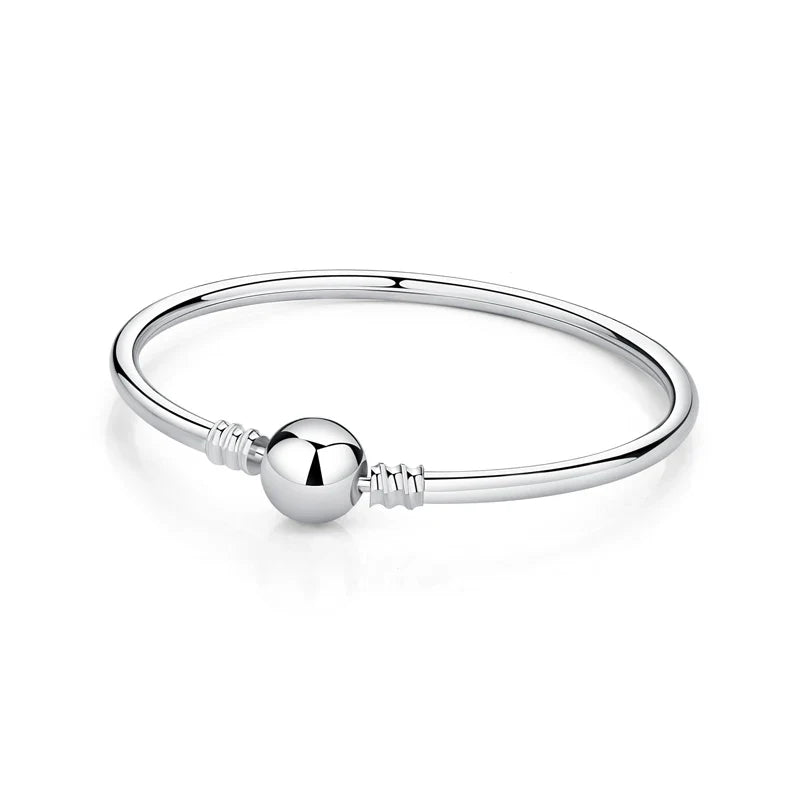 Silver Bracelets Bangles Crystal Ball Love Heart Clasp Beads Charms Moments Bracelet For Women DIY Jewelry-Dollar Bargains Online Shopping Australia