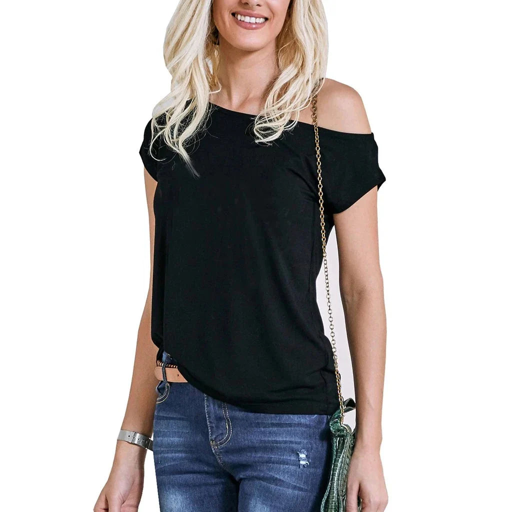 Fashion Women's tshirt Slim Casual Off Shoulder Short Sleeve T Shirts Summer Tops Tee Shirt Women Clothes-Dollar Bargains Online Shopping Australia