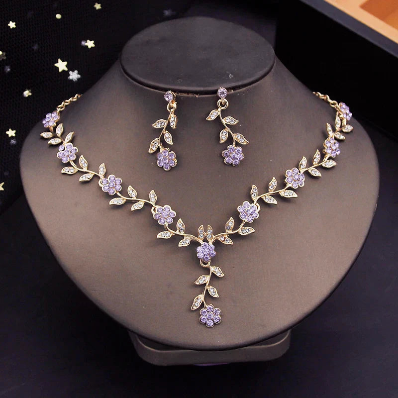 Crystal Tiaras Bridal Jewelry Sets for Women Crown Flower Choker Necklace Sets Wedding Bride Costume Jewelry Set-Dollar Bargains Online Shopping Australia