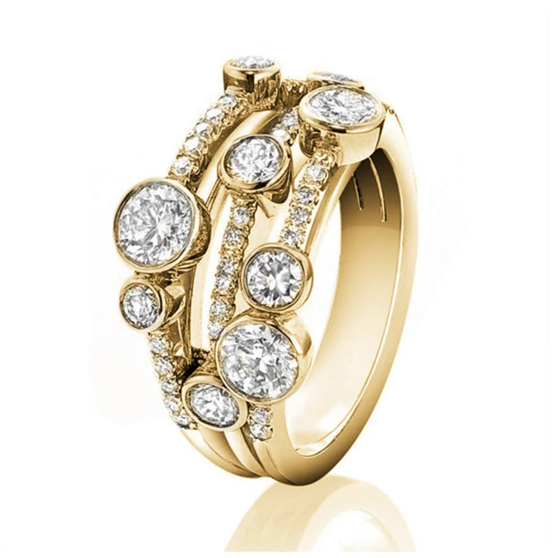 Wide Ring for Women Gold Color Luxury Twist Design Band Cocktail Rings Fashion Female Accessories Party Jewelry-Dollar Bargains Online Shopping Australia