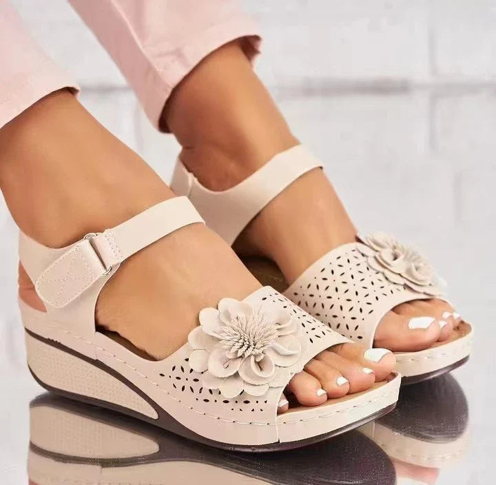 Women Sandals Hollow Out Floral Pattern Sandals Ms Ankle Strap Platform Sandals Sexy Breathable Slip on Classics Wedge Footwear-Dollar Bargains Online Shopping Australia