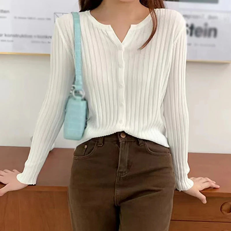 Women's Cardigan Solid Colour Sweater Autumn Winter Slim Casual Cardigan Sweater-Dollar Bargains Online Shopping Australia