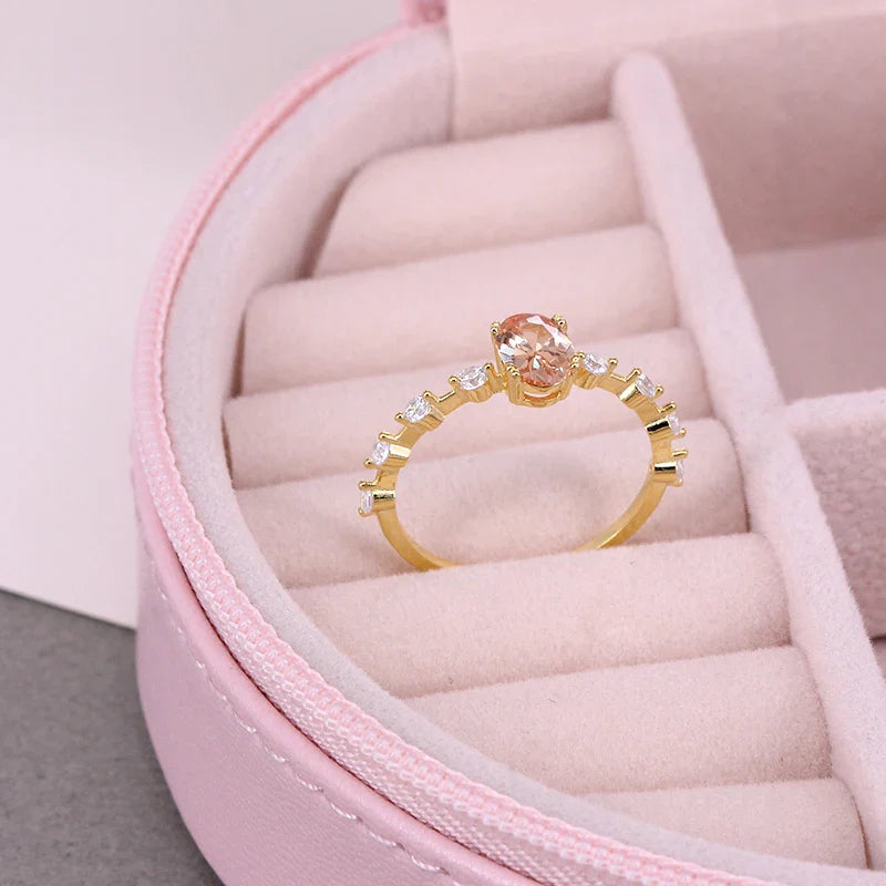 925 Sterling Silver Fashion Mini Zircon Engagement Ring for Women Rings Female Gold Color Fine Jewelry-Dollar Bargains Online Shopping Australia