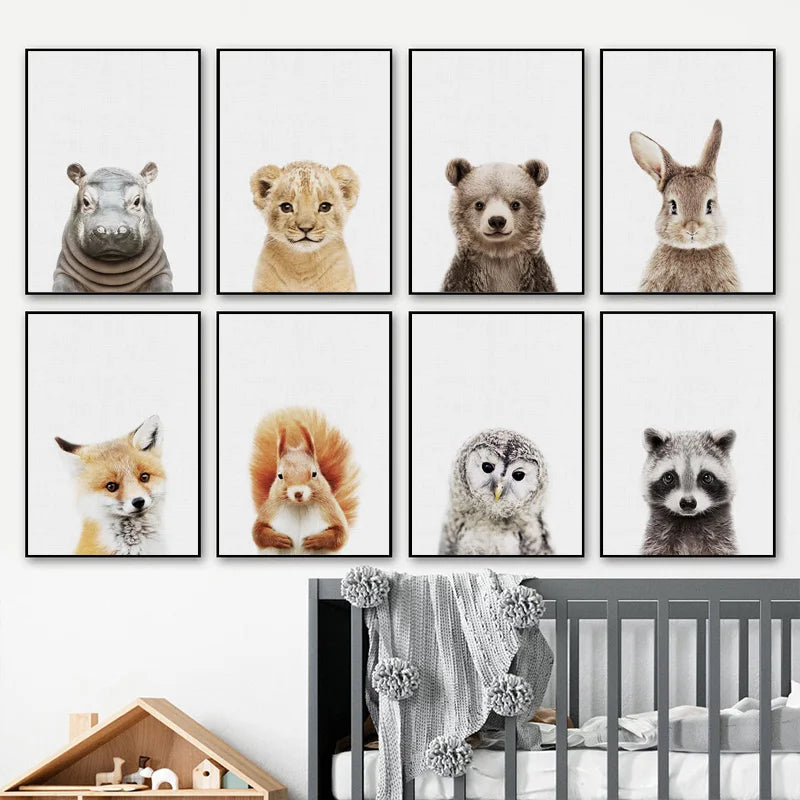 Baby Room Animal Wall Canvas Painting Elephant Giraffe Bear Wall Art Prints Picture Nordic Art Poster for Kid Room Nursery Decor-Dollar Bargains Online Shopping Australia