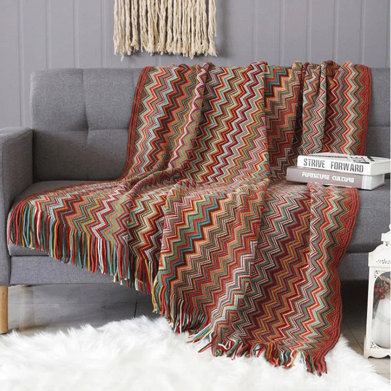 Nordic Knitted Blankets Bohemian Plaid Throw Blanket Sofa Cover With Tassels Travel Leisure Bed Cover Blanket boho Bedspread