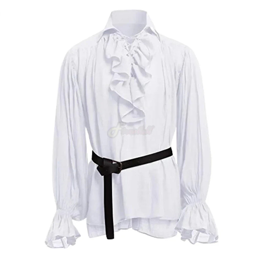 Medieval Adults Halloween Costumes Autumn Casual Shirts Steampunk Cosplay Bandage Long Sleeve Ruffled Shirt Gothic Blouse Tops-Dollar Bargains Online Shopping Australia