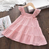 Casual Baby Kid Girl Infant Sleeveless Ruffles Princess Dress Cute Solid Color Korean Kids Clothes