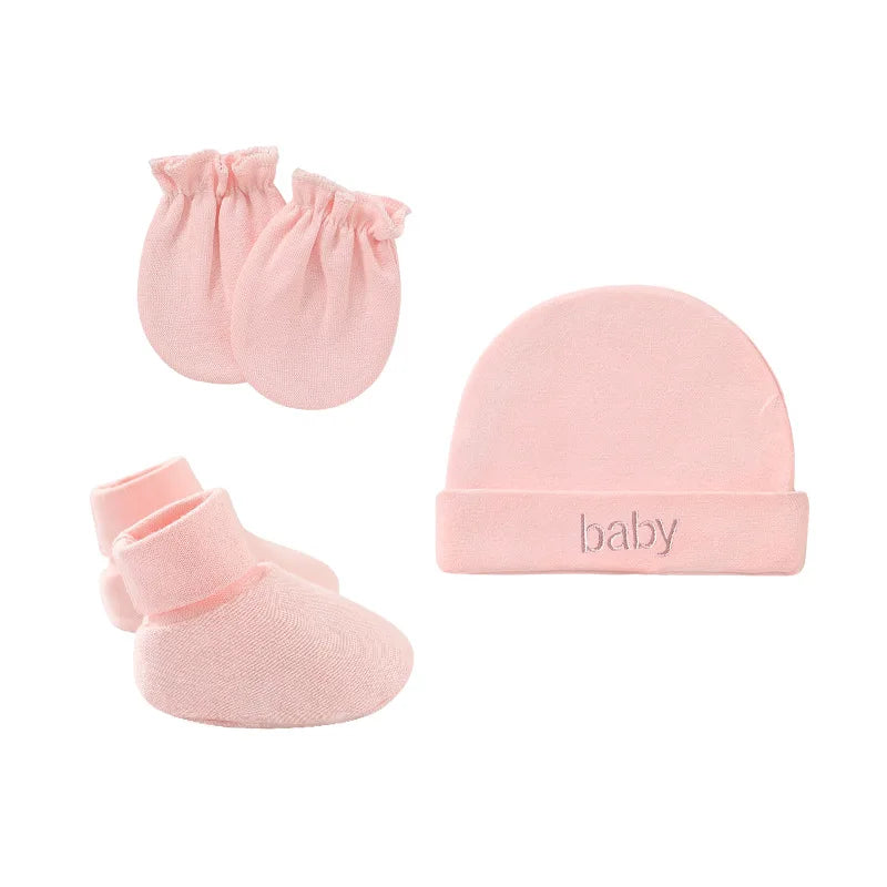 Newborn Hat Gloves Socks Set for Baby Cotton Fall Casual Photography Props Soft Headwear Infant Nightcap Fashion-Dollar Bargains Online Shopping Australia