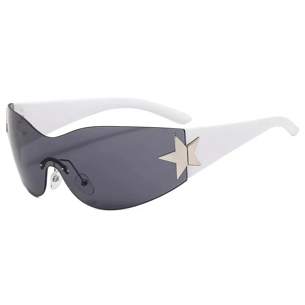 Punk Y2K Sunglasses Women Men Wrap Around Sun Glasses Shades Star Decoration Eyewear-Dollar Bargains Online Shopping Australia