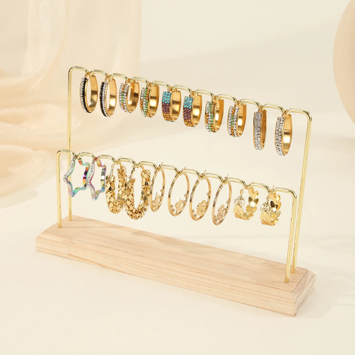 Double-deck Earrings Ring Necklace Watch Jewelry Shelf Jewelry Stand Counter Pendant Jewelry Display Stand