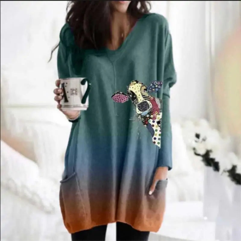 long hoodless sweatshirt 3D printing Halloween Black Cat pattern top-Dollar Bargains Online Shopping Australia