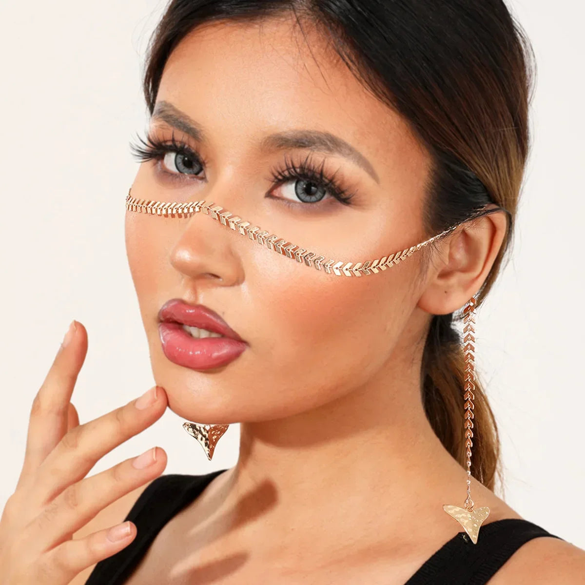 Layered Face Chain Mask Decoration Accessories Rhinestone Glitters Carnival Masks Fashion Jewelry Women Gifts-Dollar Bargains Online Shopping Australia