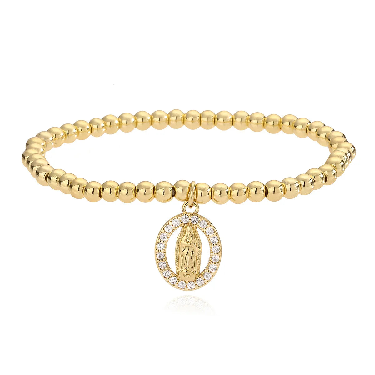 Gold Color Box Chain Virgin Mary Charm Bracelets For Women Shiny CZ Zircon Jewelry-Dollar Bargains Online Shopping Australia