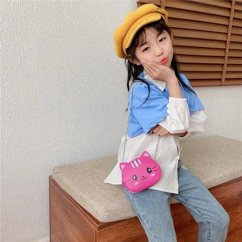 Children's Small Cat Shoulder Bags Lovely Baby Girls Coin Purse Boys Kids Crossbody Bag Handbag Princess Accessories