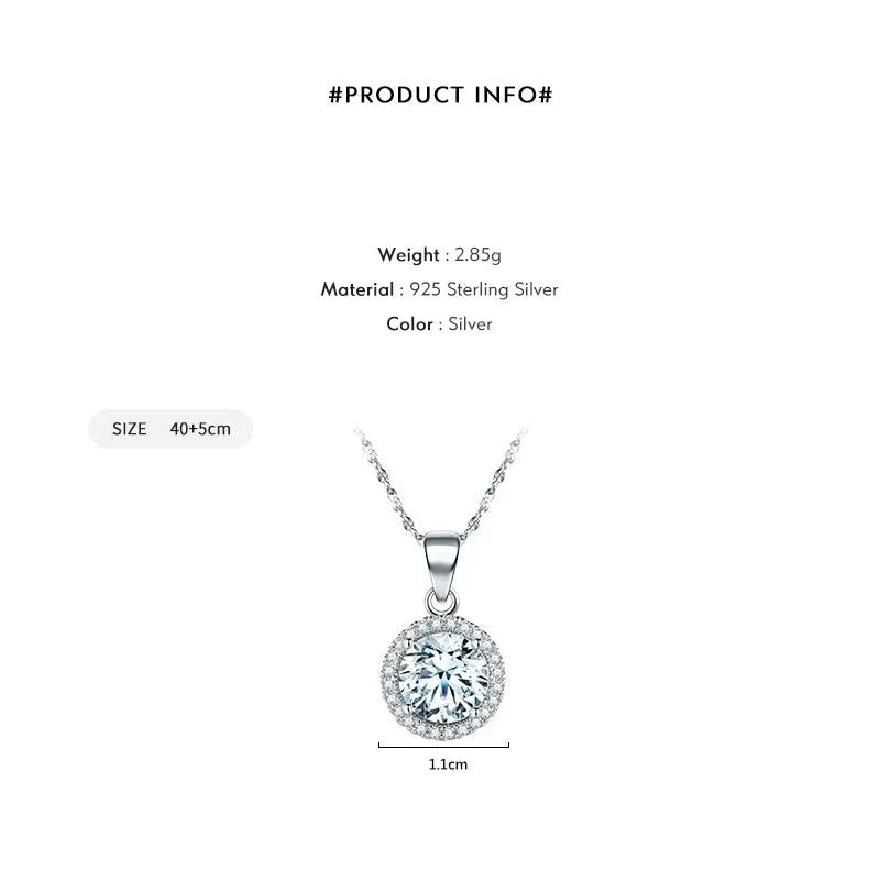 Silver Luxury Chain Brand Necklace with 2.0Ct Zircon Necklaces Gift Jewelry-Dollar Bargains Online Shopping Australia