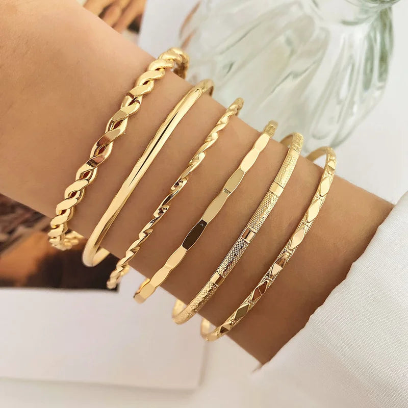 Mental Punk Hard Bracelet for Women Bohemian Gold Color Cuff Bangle Indigenous Open Wide Statement Hand Party Jewelry-Dollar Bargains Online Shopping Australia