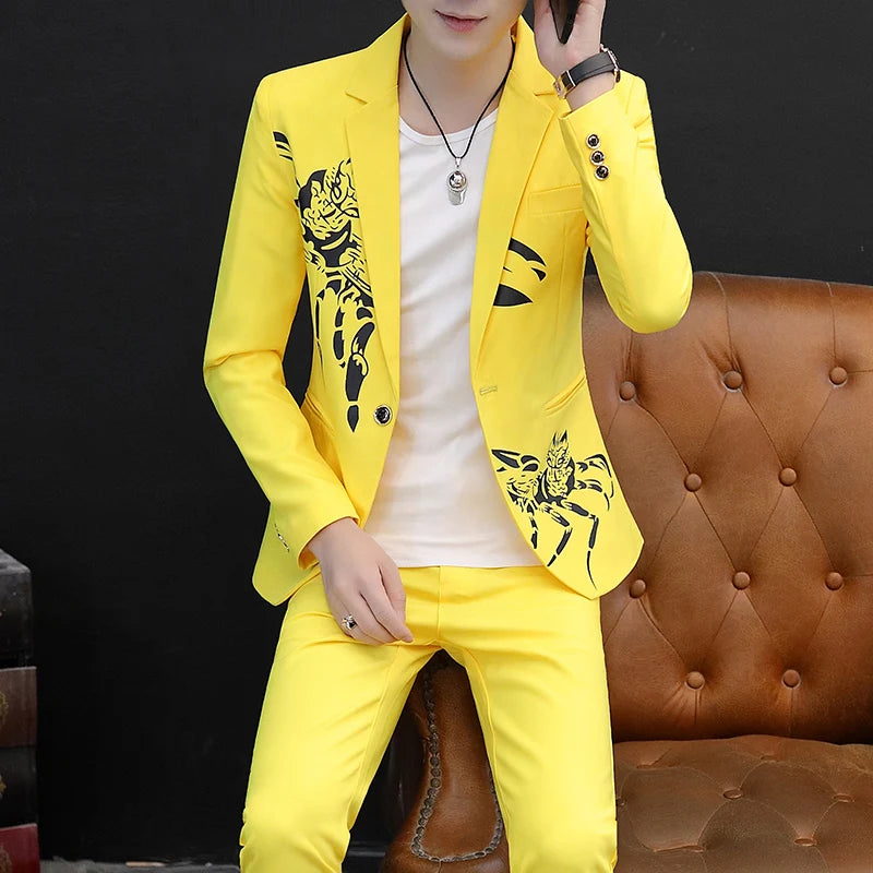 two-piece suit business casual handsome suit men's suit