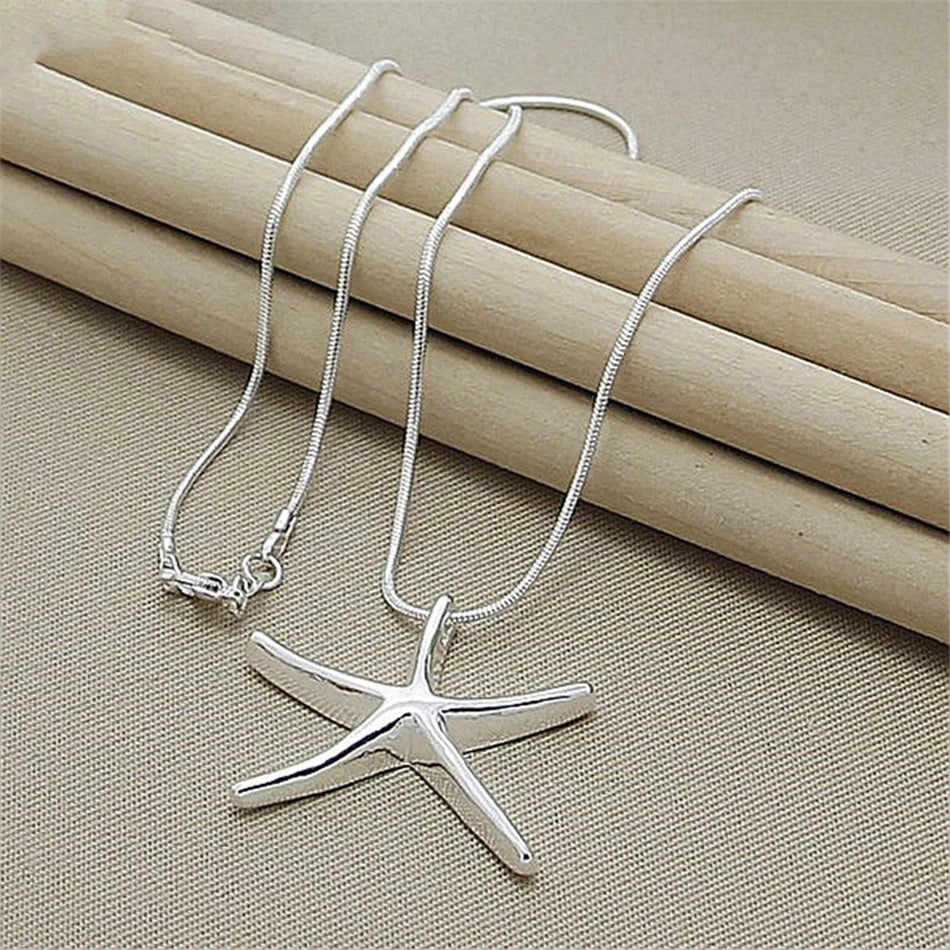 Sterling Silver Charms Necklace Star Starfish Jewelry Fashion Chain Women Lady Wedding Party-Dollar Bargains Online Shopping Australia