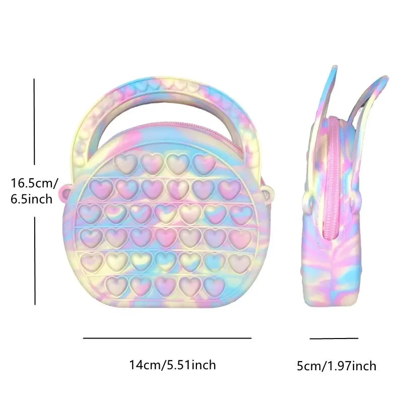 Pop Purse Silicone Sensory Push Pop Bubble Bag Crossbody Bag Antistress Toys Cartoon Unicorn Handbag Coin Pouch For Kids