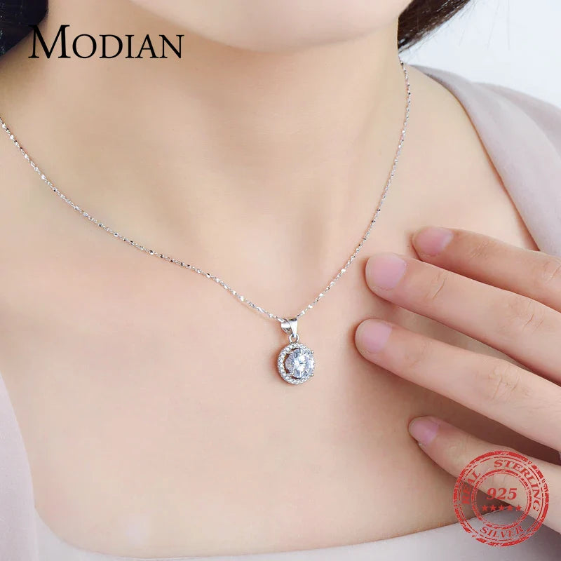 Silver Luxury Chain Brand Necklace with 2.0Ct Zircon Necklaces Gift Jewelry-Dollar Bargains Online Shopping Australia