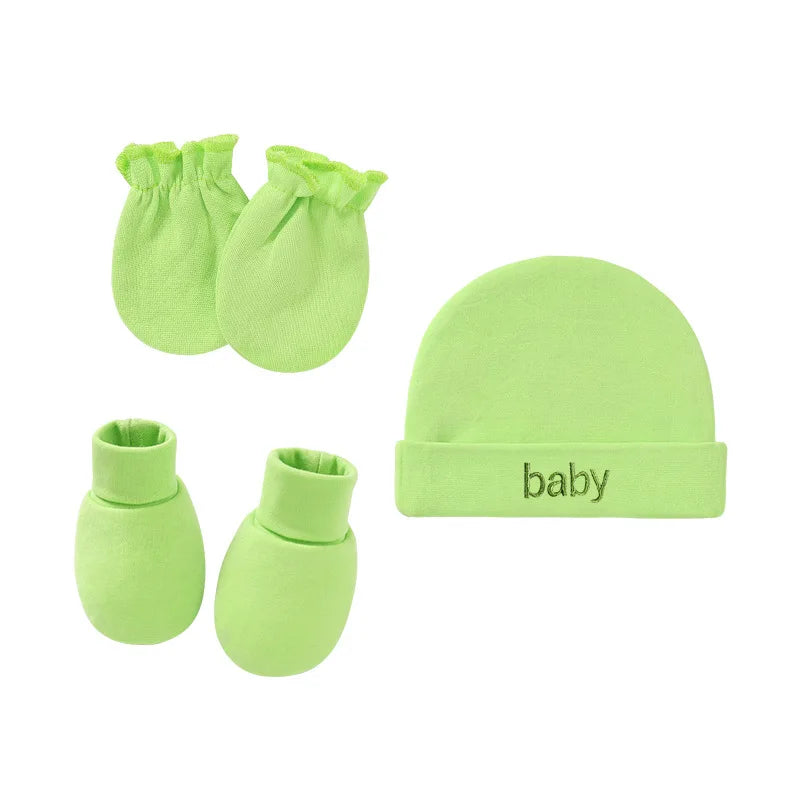 Newborn Hat Gloves Socks Set for Baby Cotton Fall Casual Photography Props Soft Headwear Infant Nightcap Fashion-Dollar Bargains Online Shopping Australia