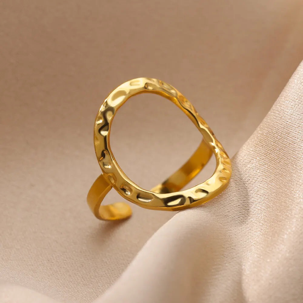 Irregular Hollow Opening Rings For Women Stainless Steel Gold Color Geometric Ring Fashion Simple Party Christmas Jewelry Gift-Dollar Bargains Online Shopping Australia