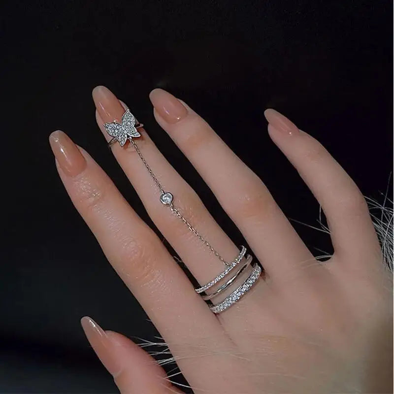 Vintage Micro-Inlaid Zircon Snake Ring Finger Ring for Women Ins Adjustable Crystal Puck Rings Girls Party Engagement Jewelry-Dollar Bargains Online Shopping Australia