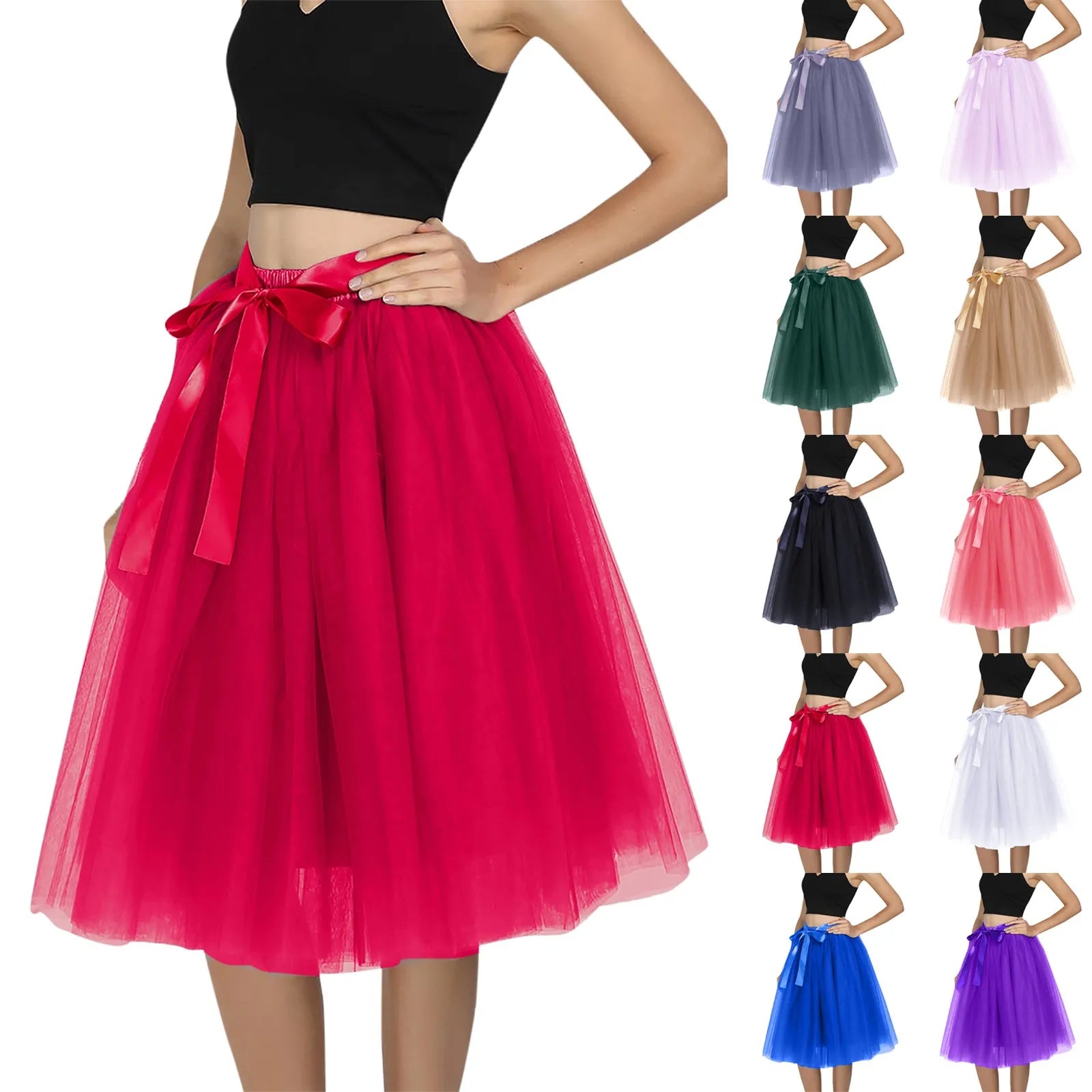 Woman clothes Skirt Women's A-line Stretchy Skater Mini Versatile Casual Flared Skirt