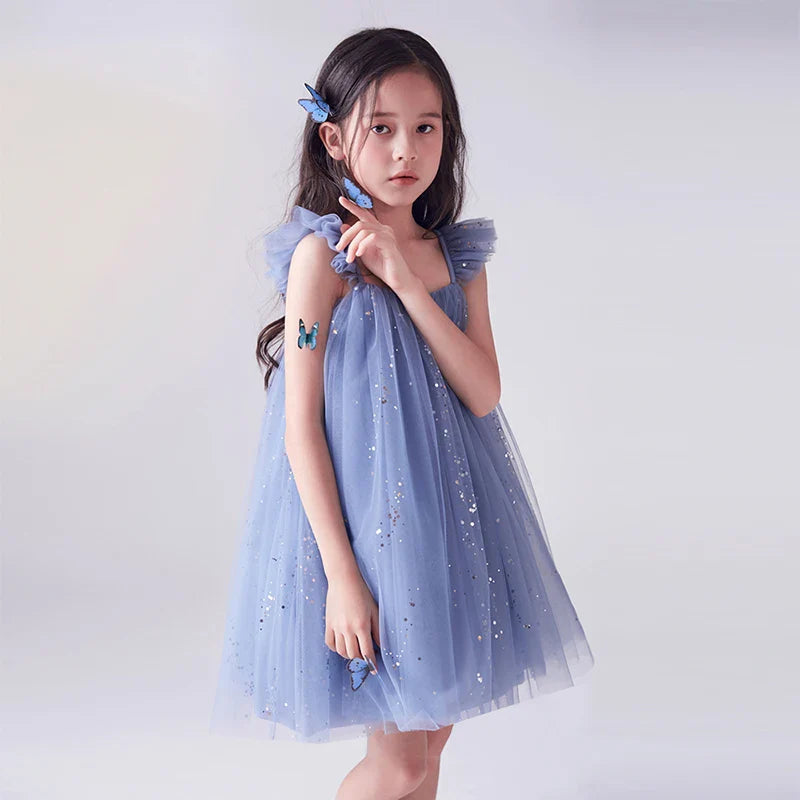 Suspends Sequin Dress Girl Summer Sleeveless Tulle Princess Dress Children Vacation Holiday Casual Dress-Dollar Bargains Online Shopping Australia