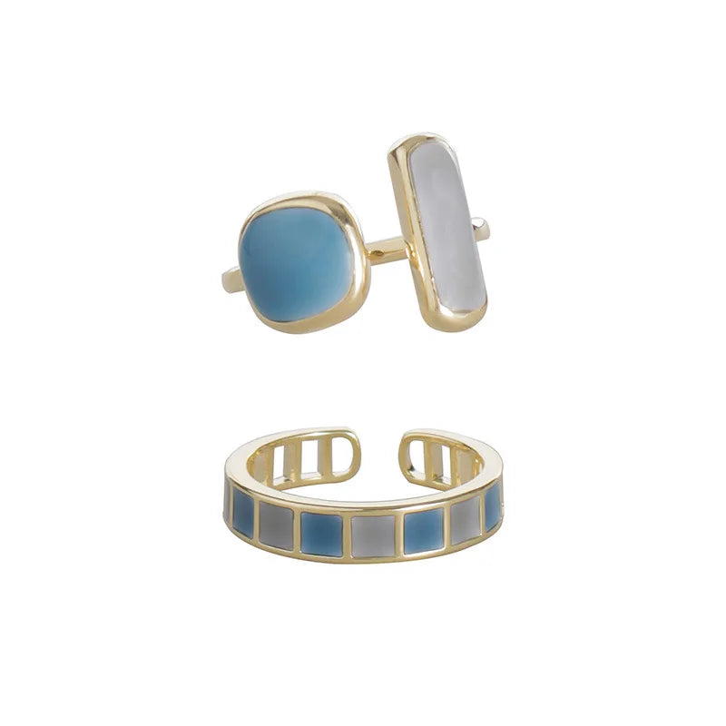 Colorful Drip Glaze Open Ring For Women Fashion Retro Geometric Gold Color Metal Rings Exquisite Jewelry Gifts For Girl