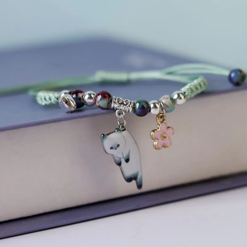 Cartoon Animal Cat Rabbit Flower Bracelet for Girl Kids Women Men Fashion Charm Student Friendship Bracelets Jewelry-Dollar Bargains Online Shopping Australia