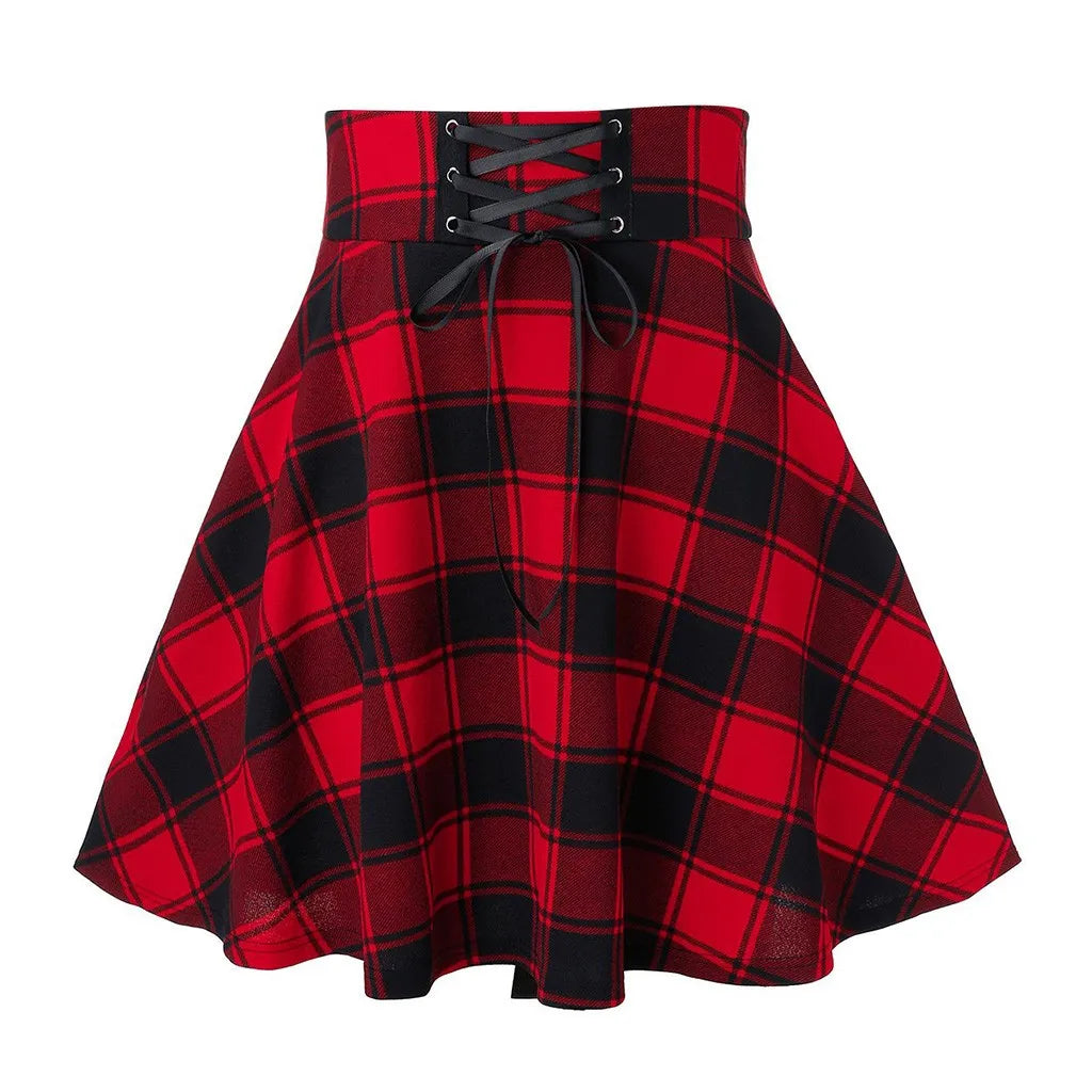 Black Checkered Women's Gothic Skirt Women Pleated Plaid Skirts Spring Autumn Girl Hip Hop Female Punk Goth Mini Skirt-Dollar Bargains Online Shopping Australia