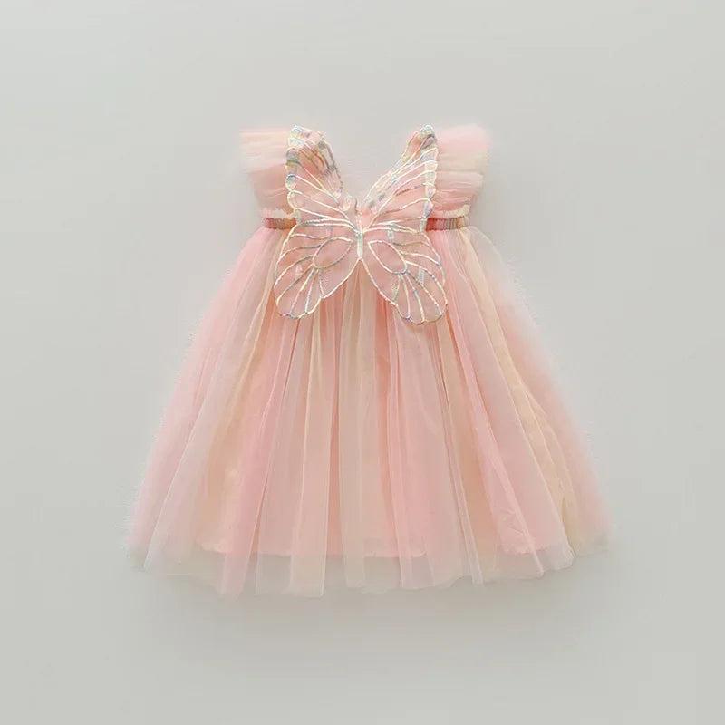 Girls Organza Wings Rainbow Mesh Dress Sleeve Baby Princess Dress Birthday Party-Dollar Bargains Online Shopping Australia