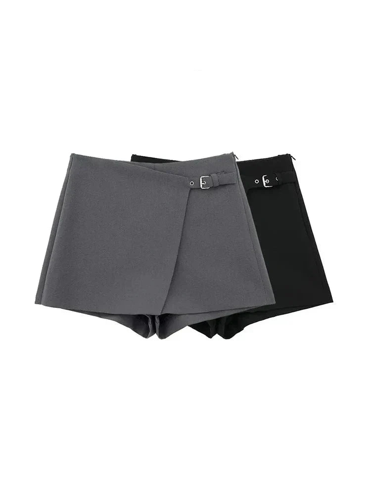 Asymmetric Shorts Skirts Women High Waist Side Zipper Female Skort Fashion-Dollar Bargains Online Shopping Australia