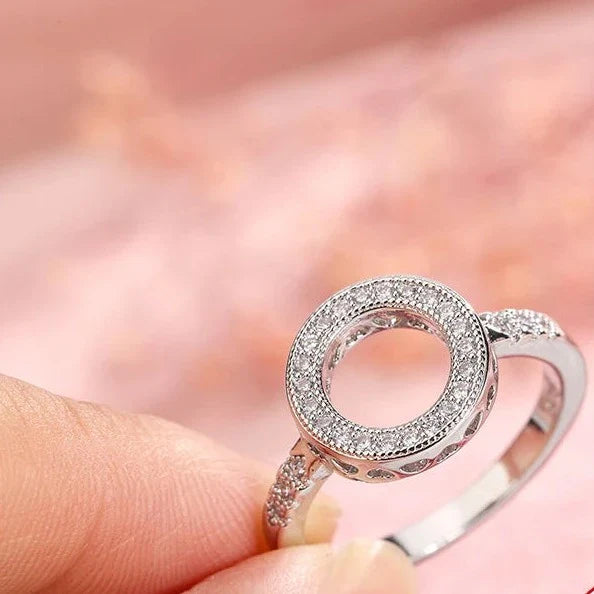 Round Zircon Ring 925 Sterling Silver Crystal Inlaid Wedding Ring Female Jewelry Wedding Bride Simple Jewelry-Dollar Bargains Online Shopping Australia