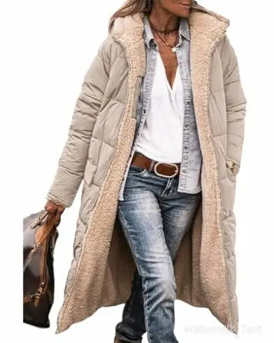 Winter Coats Reversible Sherpa Fleece Long Hooded Puffer Jackets Outerwear-Dollar Bargains Online Shopping Australia