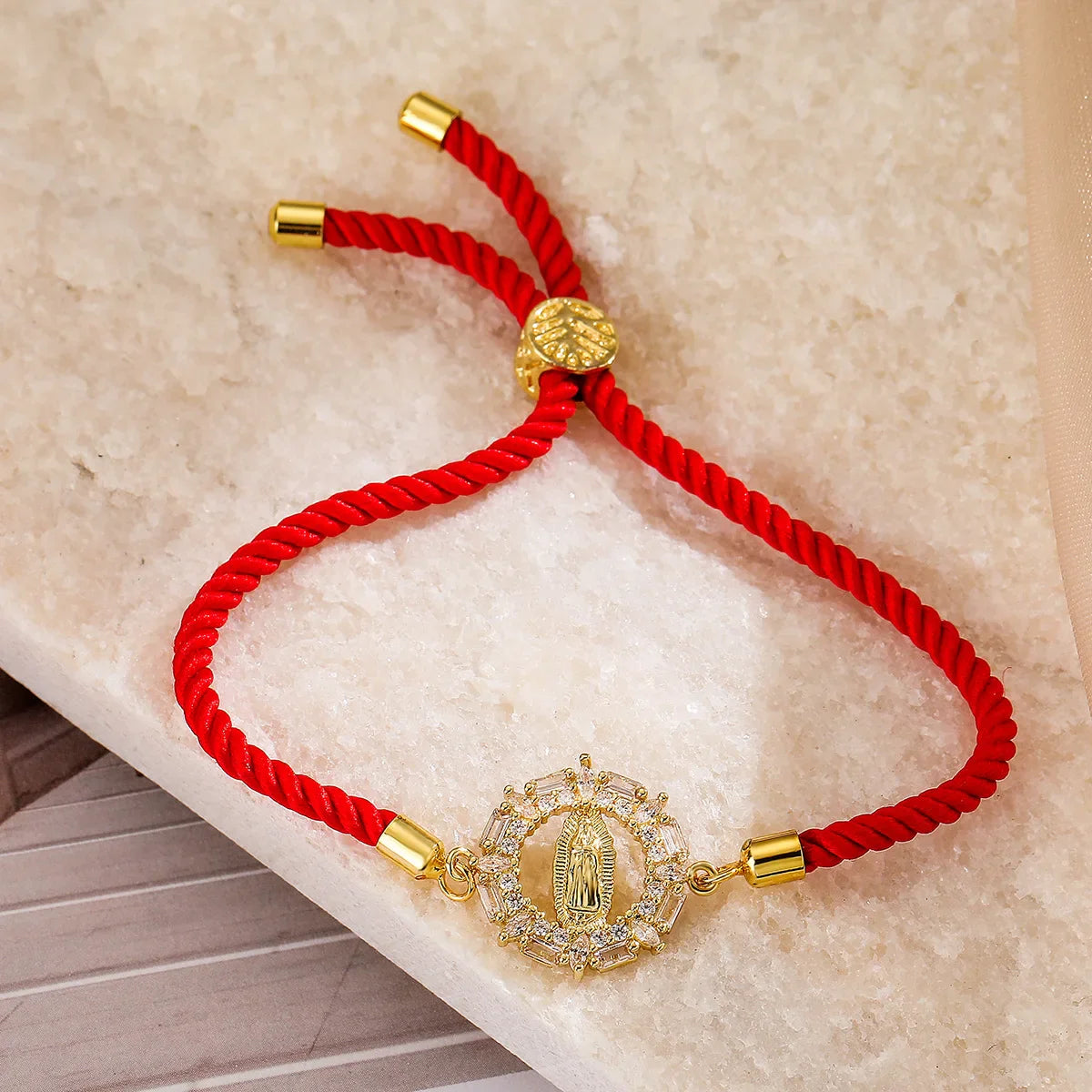 Gold Color Box Chain Virgin Mary Charm Bracelets For Women Shiny CZ Zircon Jewelry-Dollar Bargains Online Shopping Australia